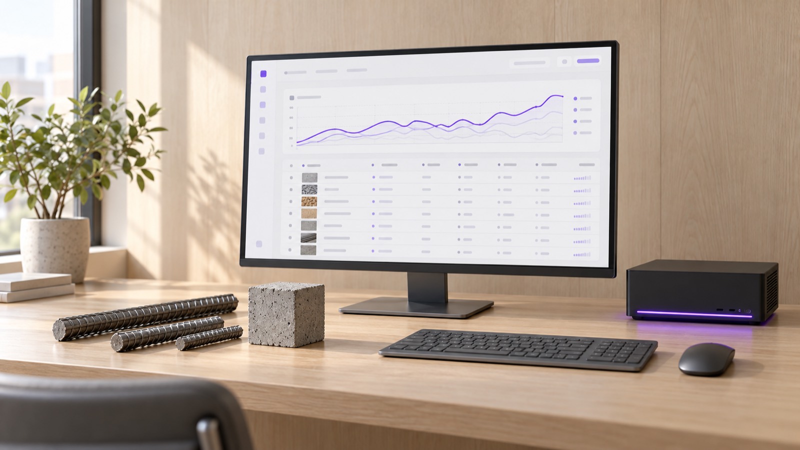 Pricing and Resources in AiServa, on a pale oak desk beside a graphite server